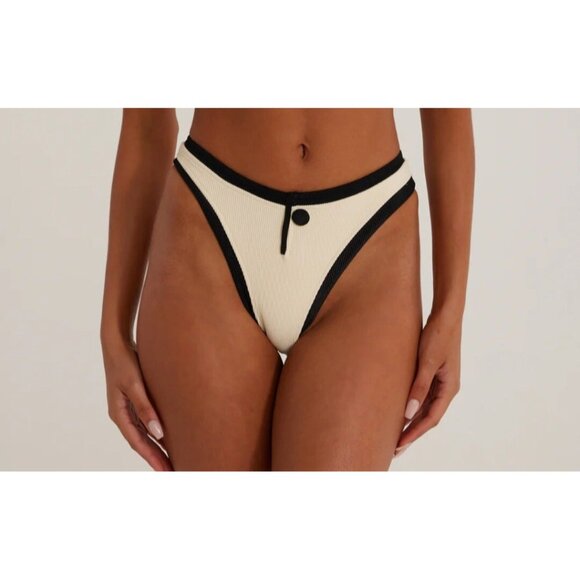 SAME Los Angeles Swim Bikini Set 2Pc Triangle Top XL High Weist Bottom L Beige - Picture 3 of 12